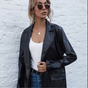 SHEIN Leather Button Up Blazer